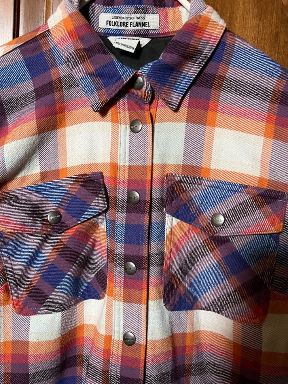 Women’s Duluth Trading Co Folklore Flannel quilted jacket shacket medium